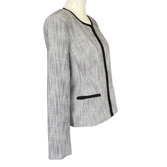 212 Collection women’s size 10 black and white zip up lined tweed blazer - Picture 2 of 9